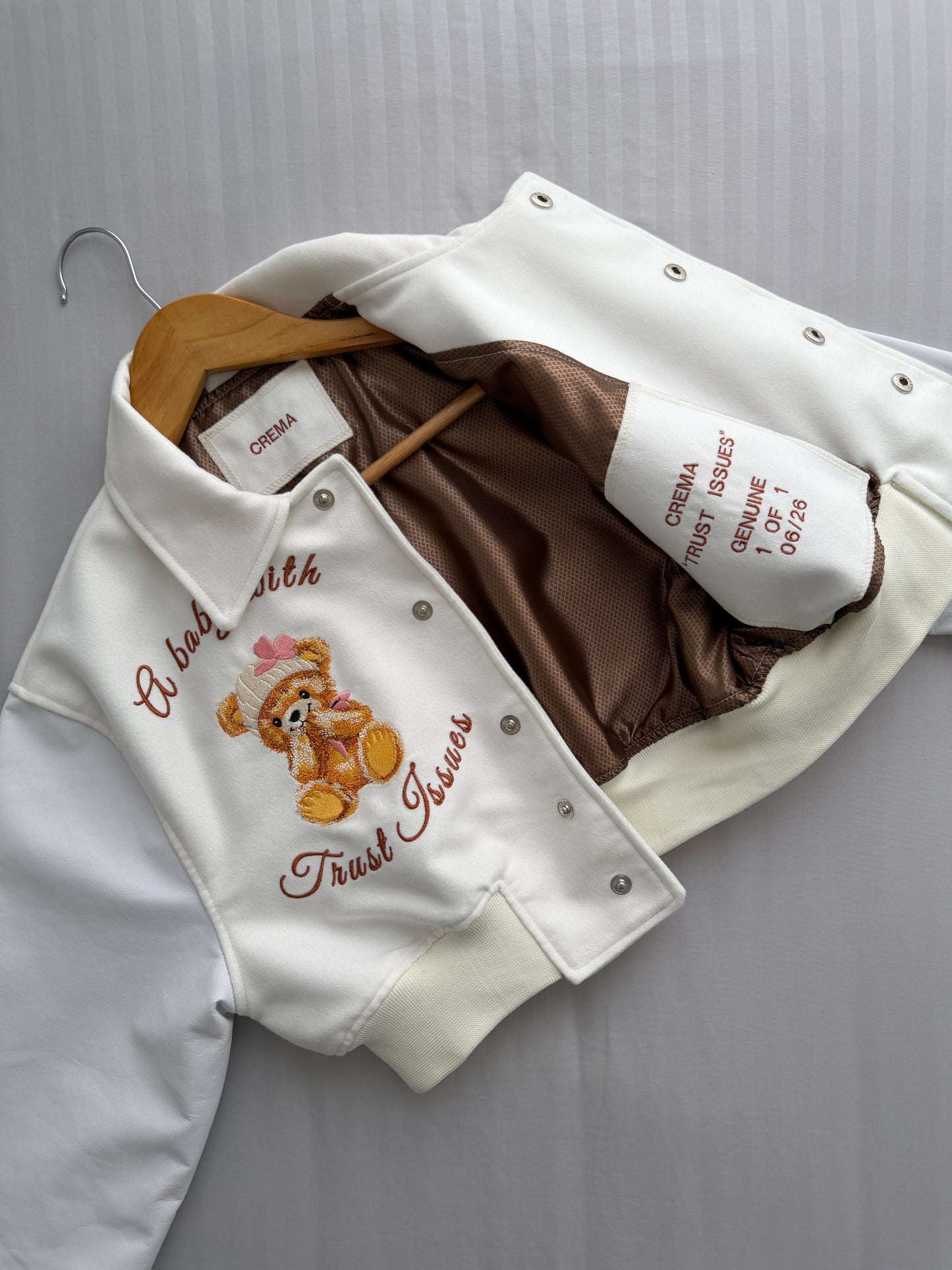 Cropped Varsity Jacket "Trust Issues"